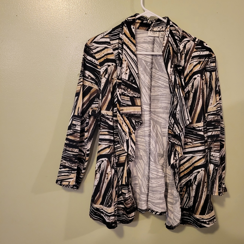 Cato Black and White Patterned Cardigan